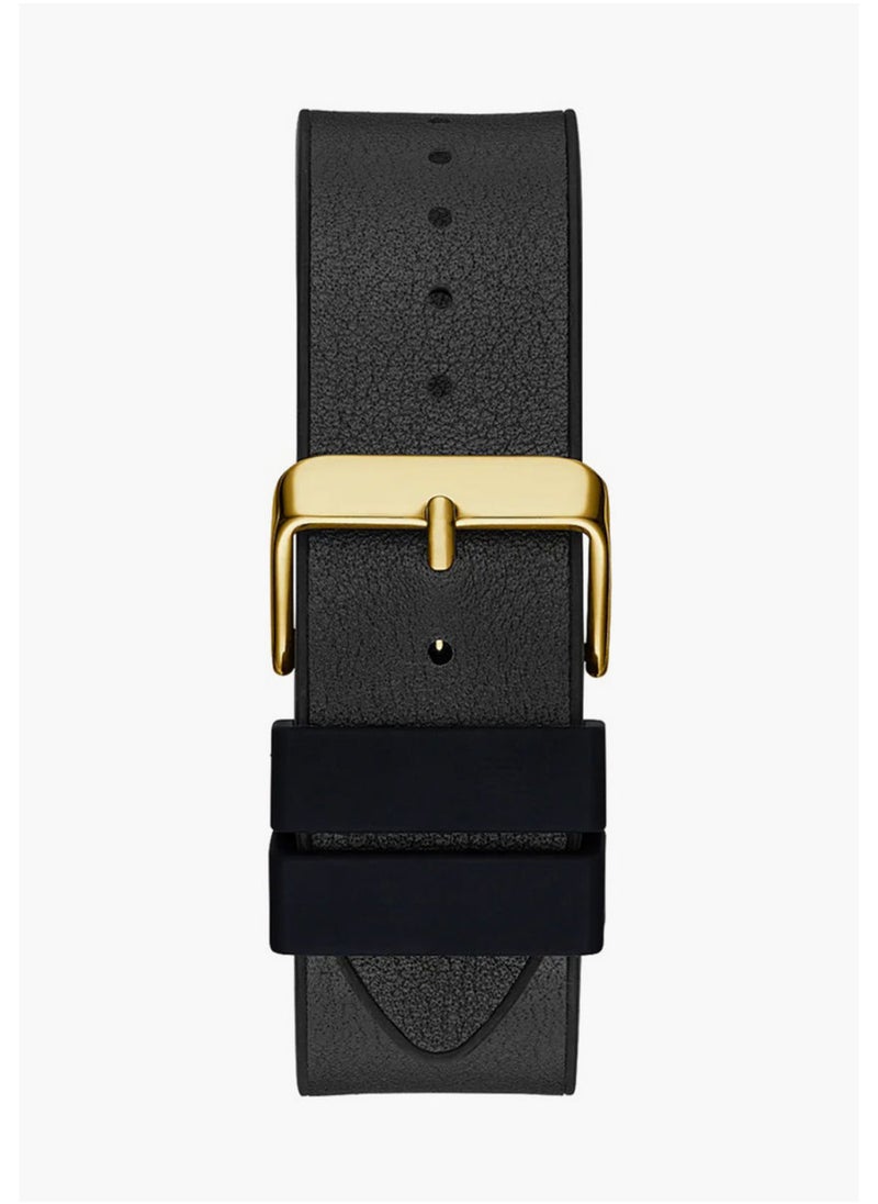 GUESS ساعة جيس للرجال بسوار جلدي أسود وذهبي - GW0500G1  - Image 4