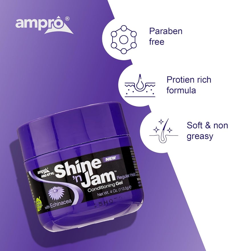 Ampro Shine 'n Jam Conditioning Gel with Echinacea - Regular Hold, 8 Ounce - Image 5