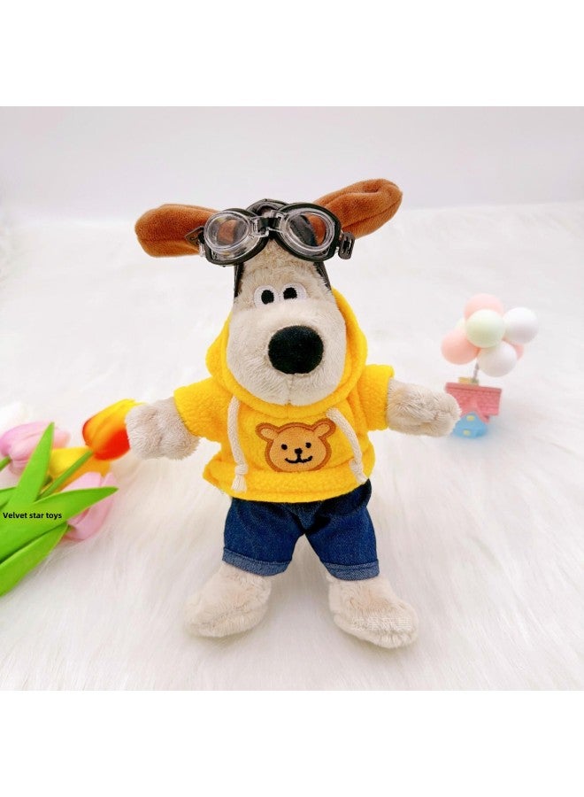 Cute Pilot Dog Plush Toy Keychain Car Decorative Ornament Soft Short Plush Fiber Cotton Filled Cartoon Animal Shape Toy-Specifications:Orange Sweat Pilot-Color:23cm Mobile Phone Clip  - Image 2