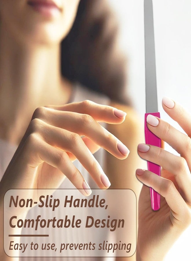 Jaasuee Metal Nail File Set (12 pcs) - Stainless Steel Nail Files for Natural Nails, Sword-Shaped Fingernail Files with Non-Slip Handle, Sharp Tip, and Sapphire Grit for Women and Men - Image 3