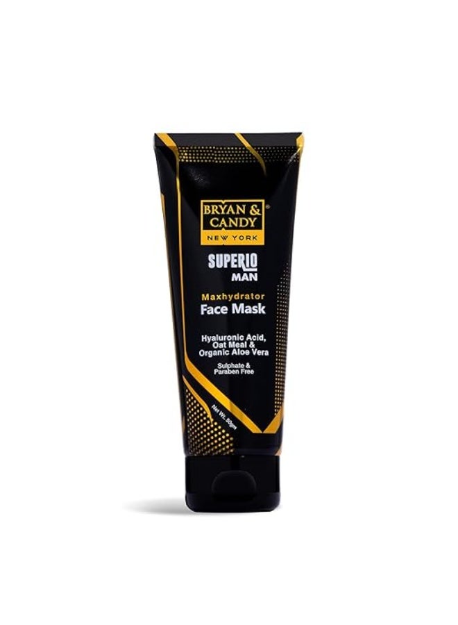 Bryan & Candy New York Superio Man Maxhydrator Face Mask with Hyaluronic Acid, Oat Meal & Organic Aloe Vera (50 gm) - Image 1