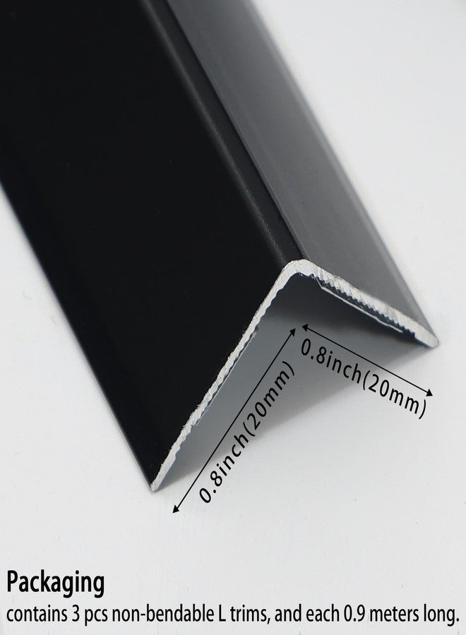 Coengwui Aluminum Corner Guards, Peel and Stick L-Shaped Molding Trim for Wall Table Door Frame Protection and Decoration (Matte Black, 3Pcs x 2.9ft x 0.8in) - Image 3