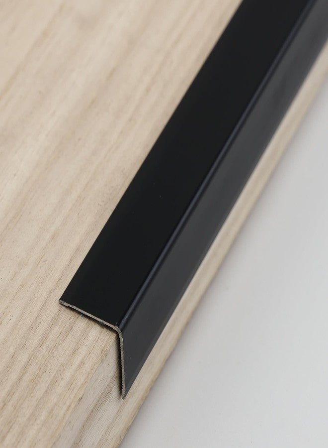 Coengwui Aluminum Corner Guards, Peel and Stick L-Shaped Molding Trim for Wall Table Door Frame Protection and Decoration (Matte Black, 3Pcs x 2.9ft x 0.8in) - Image 2