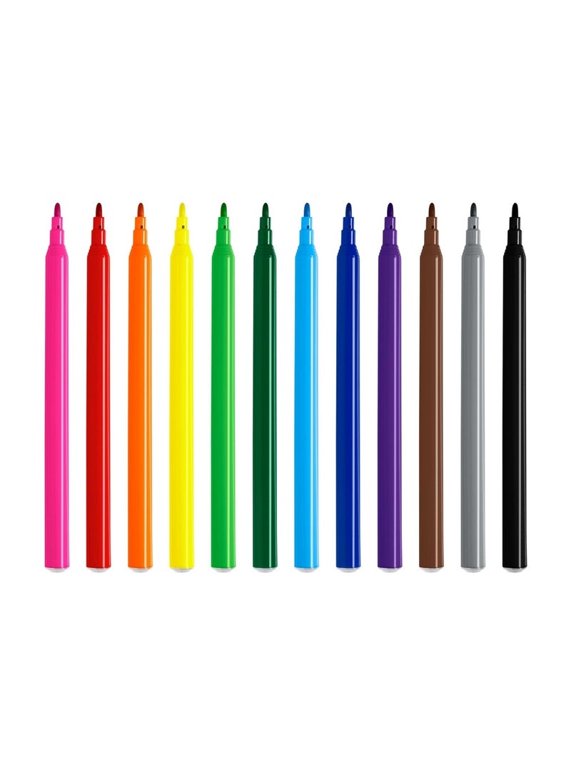 FABER-CASTELL 12-Piece Fibre Tip Colouring Pens Assorted Colours  - Image 2