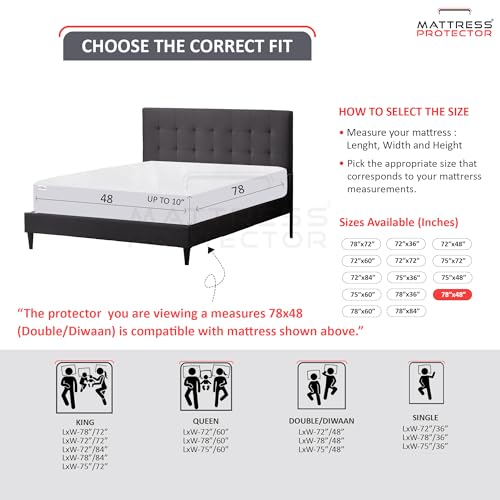 Mattress Protector Double Bed with Ultra Soft Cotton Terry Fabric – Breathable & Hypoallergenic Fitted Bed Cover for Spill, Stain & Dust Protection, 78x48 Inch (6.5x4 ft), Coffee - Image 3