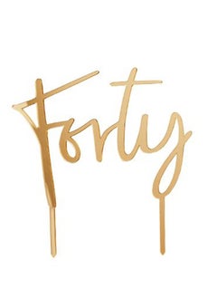 Hootyballoo Gold 'Forty' Acrylic Cake Topper 