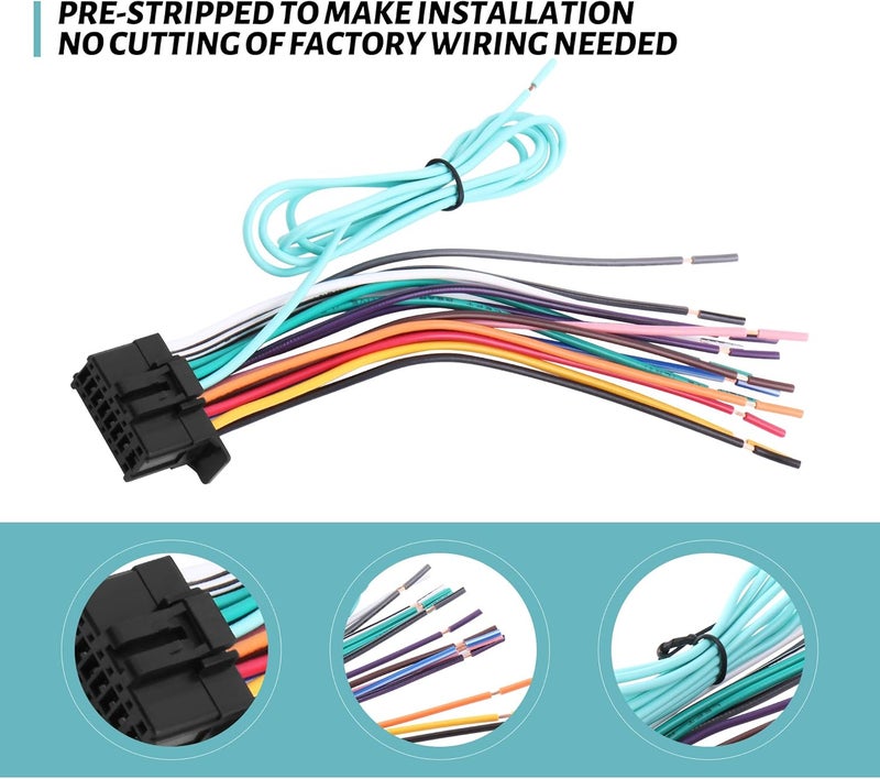 BASIKER Fit for Pioneer/Premier Car Stereo Power Speaker Wire Harness Aftermarket Radio DVD Nav - Image 2
