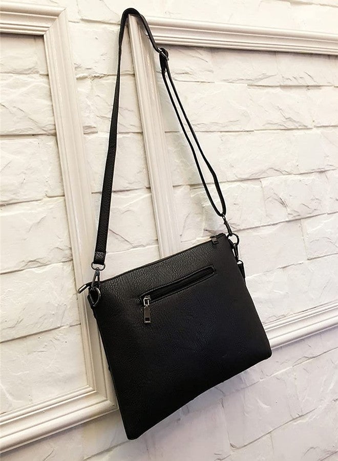 NIGEDU Oversized Clutch Bag Purse Women PU Leather Crossbody Shoulder Bags Studded Wristlet Handbag Rivet Envelope Clutches, Black, Large - Image 5