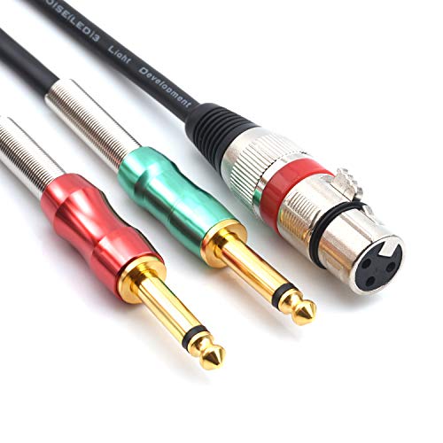 SiYear XLR Female to 6.35mm 1/4 inch Mono Male Audio Y Splitter Cable, Dual 6.35mm 1/4" Male to XLR Female 3Pin Microphone Audio Converter Adapter Cable(1m/3.3FT) - Image 1
