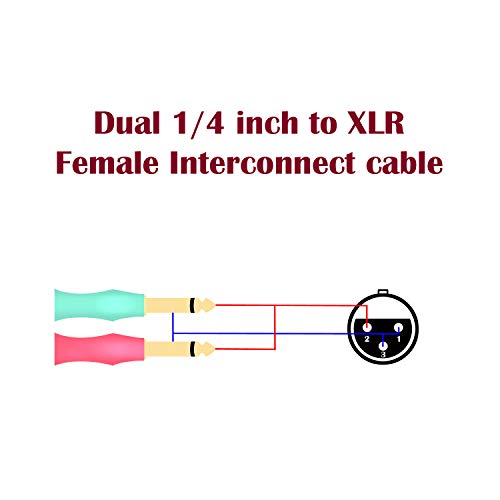 SiYear XLR Female to 6.35mm 1/4 inch Mono Male Audio Y Splitter Cable, Dual 6.35mm 1/4" Male to XLR Female 3Pin Microphone Audio Converter Adapter Cable(1m/3.3FT) - Image 4