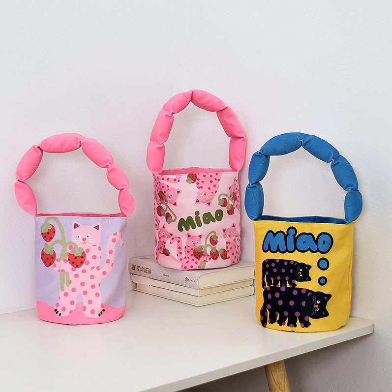 Creative Handbag Cotton Shoulder Bucket Bag Women'S Niche High-End Cute Cartoon Children'S Handbag - Image 2