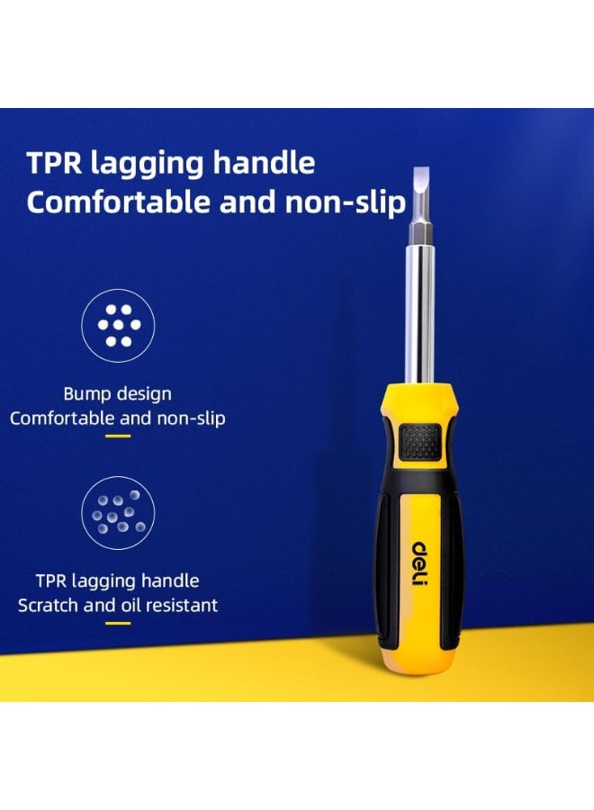 Deli 6-in-1 Screwdriver Set - Multi-Bit Magnetic Screwdriver with Ergonomic Handle for Enhanced Grip & Precision - Complete DIY Tool Kit - Image 3