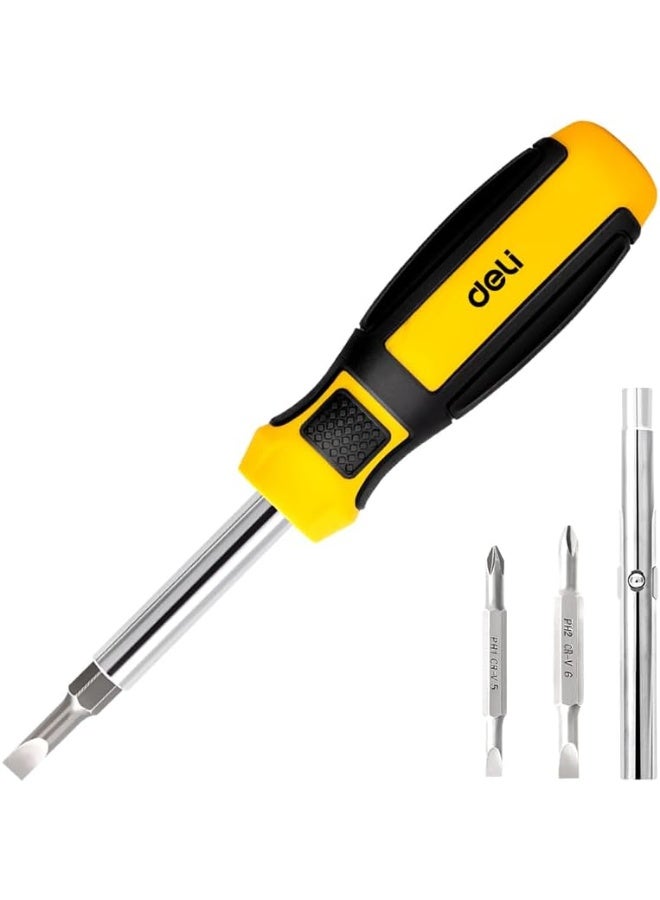 Deli 6-in-1 Screwdriver Set - Multi-Bit Magnetic Screwdriver with Ergonomic Handle for Enhanced Grip & Precision - Complete DIY Tool Kit - Image 1