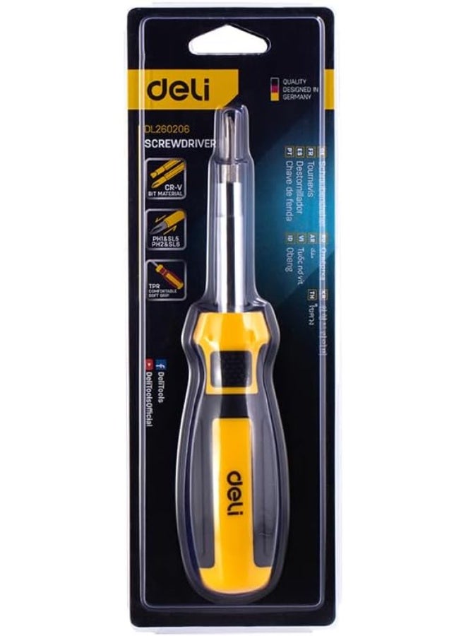 Deli 6-in-1 Screwdriver Set - Multi-Bit Magnetic Screwdriver with Ergonomic Handle for Enhanced Grip & Precision - Complete DIY Tool Kit - Image 2