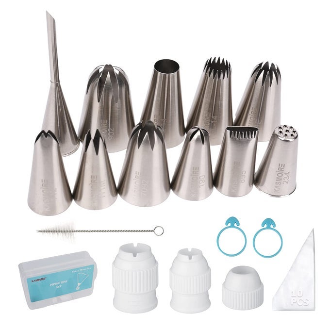 11 PCS EXTRA LARGE PIPING TIP SETSTAINLESS STEEL CAKE DECORATING ICING TIPS NOZZLESPROFESSIONAL PASTRY TIPS FOR CUPCAKE COOKIE AND PUFF