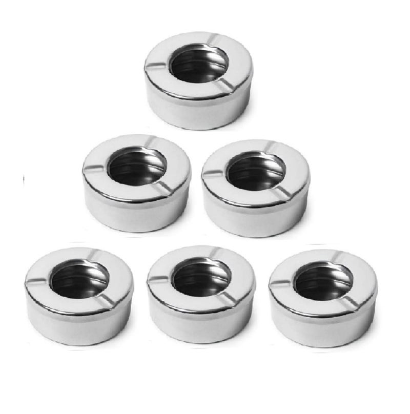 Dynore Stainless Steel Lid Cigarette Ash Holder Tray for Home Office and Bar Set of 6 - Image 1