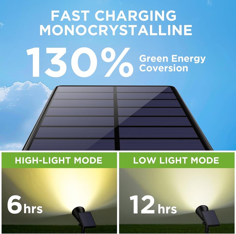 InnoGear Solar Spot Lights, Outdoor Solar Lights Solar Spotlights Flag Pole Light Waterproof Landscape Lighting Outside for Flag Uplighting Backyard Patio Pathway Statue Palm Tree Sign, Warm White - Image 4