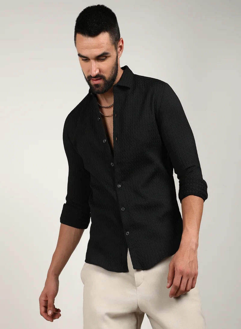 كامبوس سوترا قميص رجالي أسود أونيكس مطوي