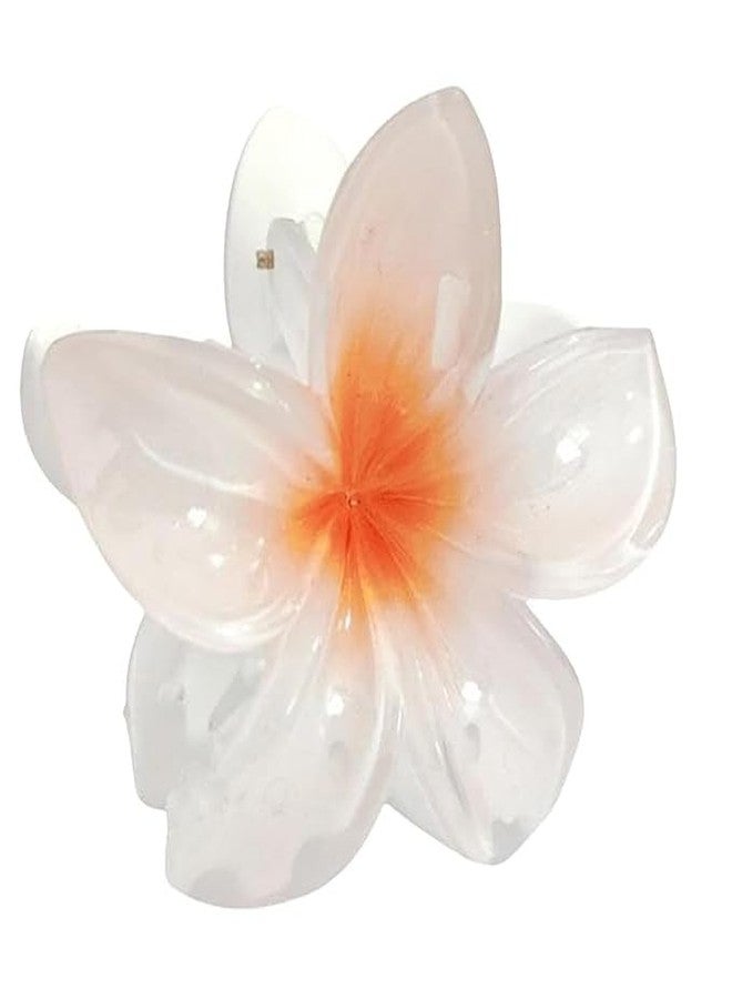 WaigN White Flower Hair Claw Clips, Hawaiian for Women, Plumeria for Thin, Strong Hold Jaw Clip, Claw Clips for Girls, Preppy Flower Hair Clip - Image 1