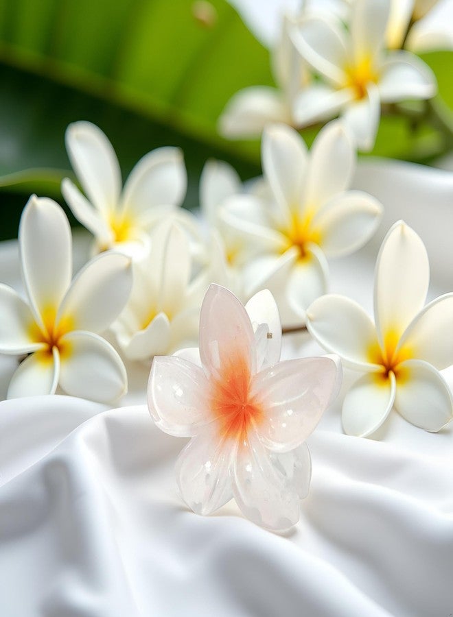 WaigN White Flower Hair Claw Clips, Hawaiian for Women, Plumeria for Thin, Strong Hold Jaw Clip, Claw Clips for Girls, Preppy Flower Hair Clip - Image 5
