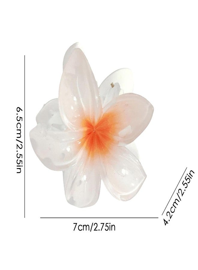 WaigN White Flower Hair Claw Clips, Hawaiian for Women, Plumeria for Thin, Strong Hold Jaw Clip, Claw Clips for Girls, Preppy Flower Hair Clip - Image 2