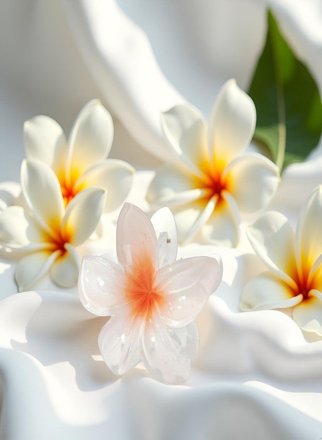 WaigN White Flower Hair Claw Clips, Hawaiian for Women, Plumeria for Thin, Strong Hold Jaw Clip, Claw Clips for Girls, Preppy Flower Hair Clip - Image 3