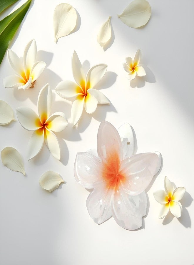 WaigN White Flower Hair Claw Clips, Hawaiian for Women, Plumeria for Thin, Strong Hold Jaw Clip, Claw Clips for Girls, Preppy Flower Hair Clip - Image 4