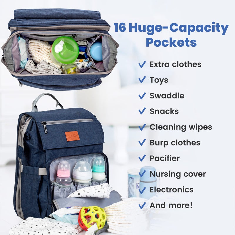 PILLANI Baby Diaper Bag Backpack - Baby Bags for Girls & Boys, Large Waterproof Diaper Backpack - Baby Shower Gifts & Registry Must Haves - Travel Diaper Bags with Changing Pad - Stuff for Newborn - Image 2