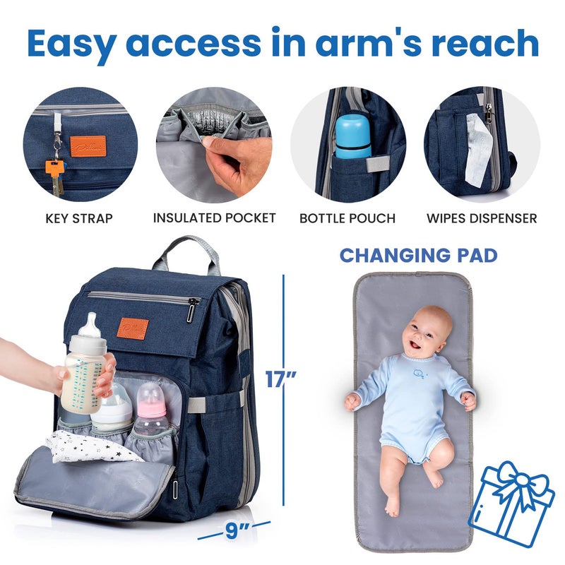PILLANI Baby Diaper Bag Backpack - Baby Bags for Girls & Boys, Large Waterproof Diaper Backpack - Baby Shower Gifts & Registry Must Haves - Travel Diaper Bags with Changing Pad - Stuff for Newborn - Image 3
