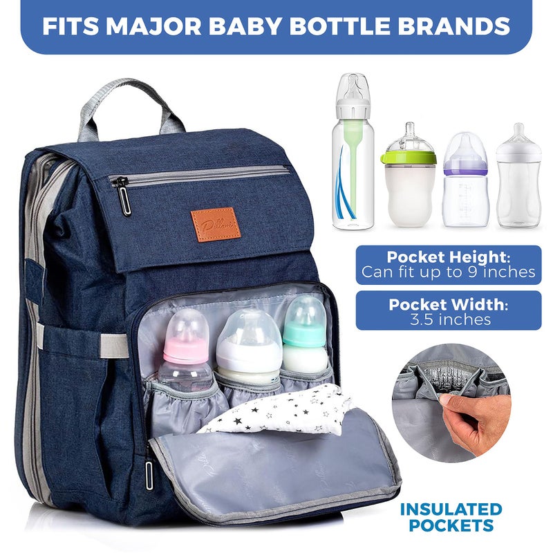 PILLANI Baby Diaper Bag Backpack - Baby Bags for Girls & Boys, Large Waterproof Diaper Backpack - Baby Shower Gifts & Registry Must Haves - Travel Diaper Bags with Changing Pad - Stuff for Newborn - Image 4