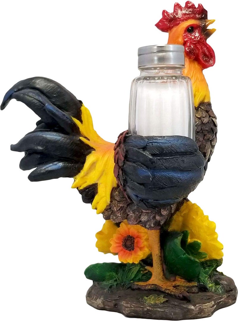 DWK 8-inch Spice to Crow About Country Rooster Salt and Pepper Shaker Figurine Display Holder Kitchen and Dining 3-Piece Set - Image 3