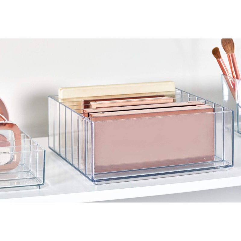 InterDesign iDesign 42870 Clarity BPA-Free Plastic Divided Wide Makeup Palette Organizer, 8.1" x 8.1" x 3.7" - Image 2