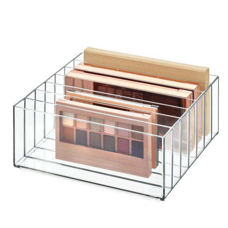 InterDesign iDesign 42870 Clarity BPA-Free Plastic Divided Wide Makeup Palette Organizer, 8.1" x 8.1" x 3.7" - Image 4