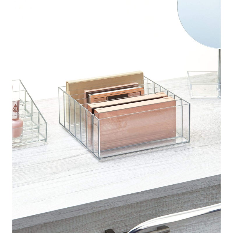 InterDesign iDesign 42870 Clarity BPA-Free Plastic Divided Wide Makeup Palette Organizer, 8.1" x 8.1" x 3.7" - Image 3
