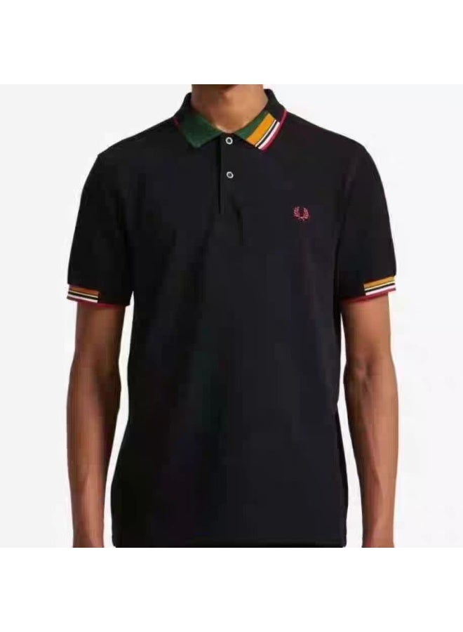 Fred Perry Striped Collar Polo Shirt | Black Men’s Polo with Signature Laurel Wreath Logo, Retro Sporty Style for Casual & Smart-Casual Looks - Image 4