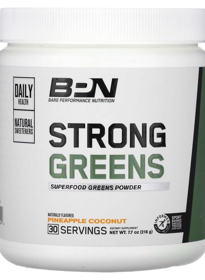Bare Performance Nutrition Strong Greens Superfood Greens Powder Pineapple Coconut 7.7 oz (218 g)