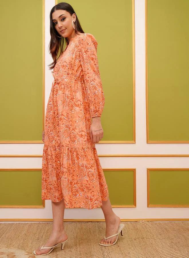 Vishudh Floral Print Midi Dress