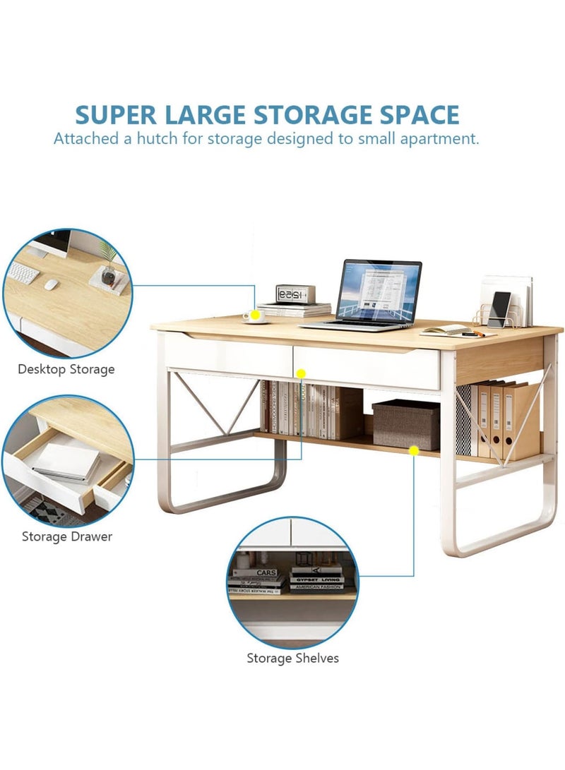 اليسا مكتب منزلي عصري بدرجين واسعين - لمسة نهائية خشبية أنيقة، محطة عمل 120×60 سم للدراسة والكتابة والإنتاجية - Image 4