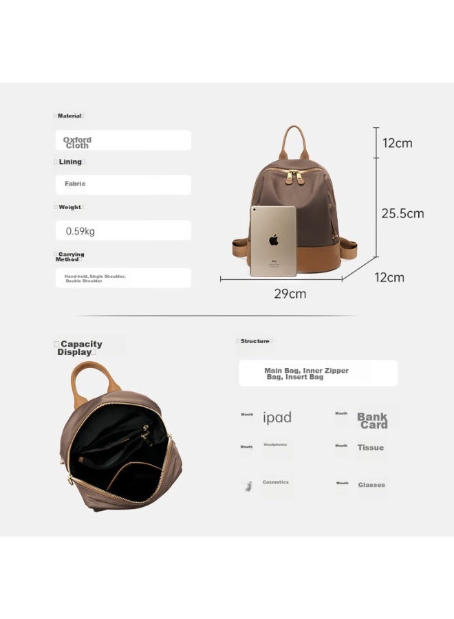 Zooler Retro Backpack For Women, Fashionable Large Capacity Backpack, Lightweight Oxford Cloth With Leather Trim, Travel Backpack, Birthday Gift - Image 3