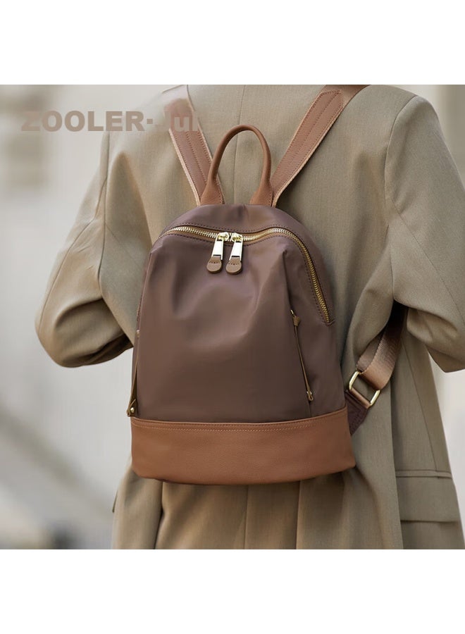 Zooler Retro Backpack For Women, Fashionable Large Capacity Backpack, Lightweight Oxford Cloth With Leather Trim, Travel Backpack, Birthday Gift - Image 1