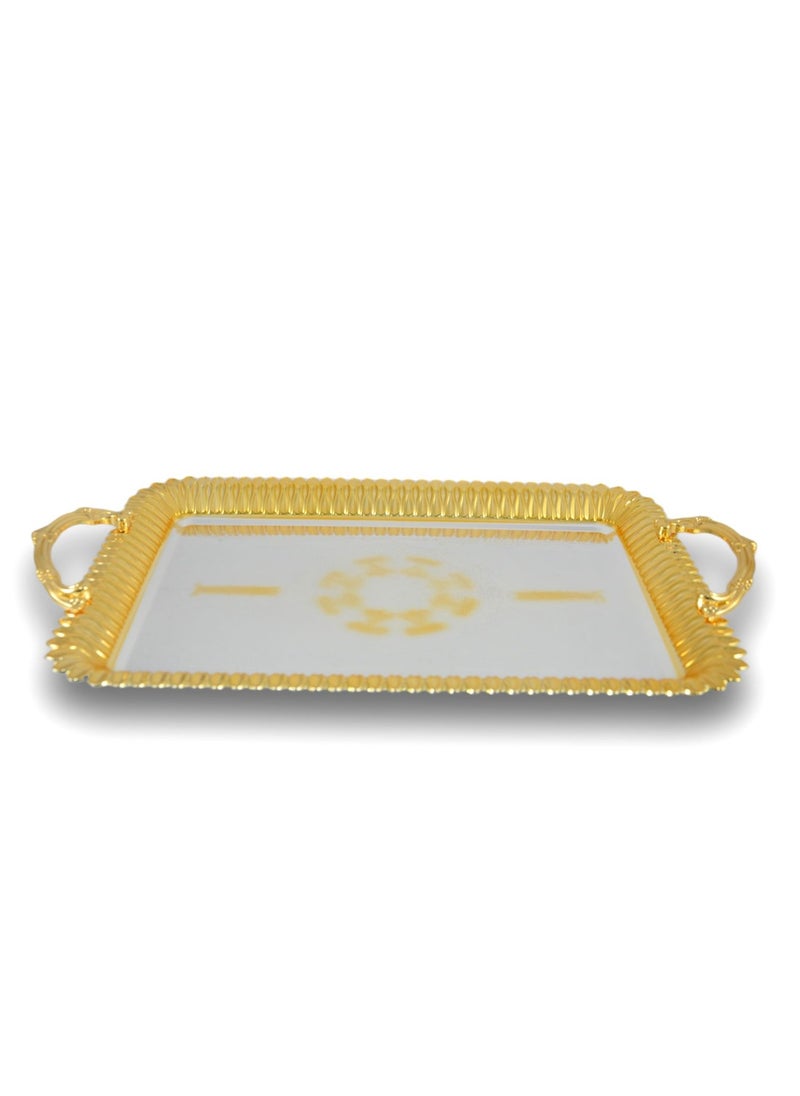 Homemaker 2-Piece Rectangular Luxury Serving Tray, Large 48cm x 34cm & Medium 41cm x 29cm, Steel, Silver & Gold  - Image 4