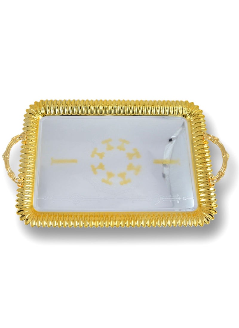 Homemaker 2-Piece Rectangular Luxury Serving Tray, Large 48cm x 34cm & Medium 41cm x 29cm, Steel, Silver & Gold  - Image 3