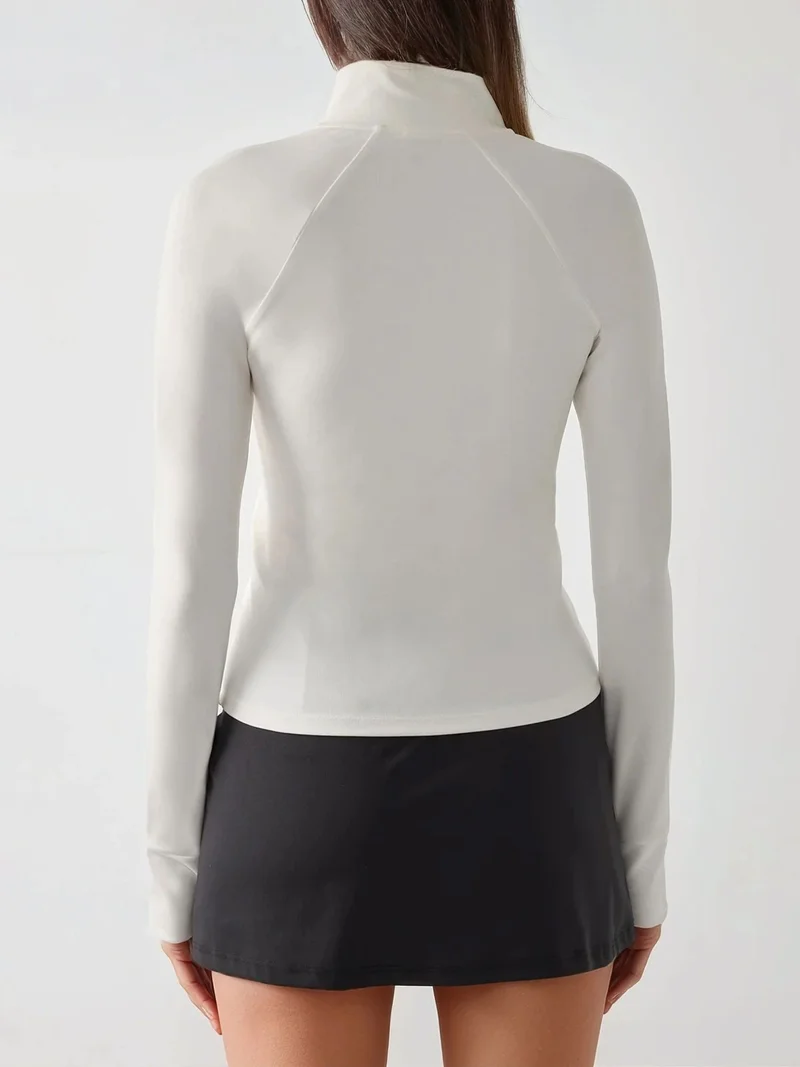 HICCUP White Fitted Knitted Turtleneck Active Top for Women | Best Price UAE