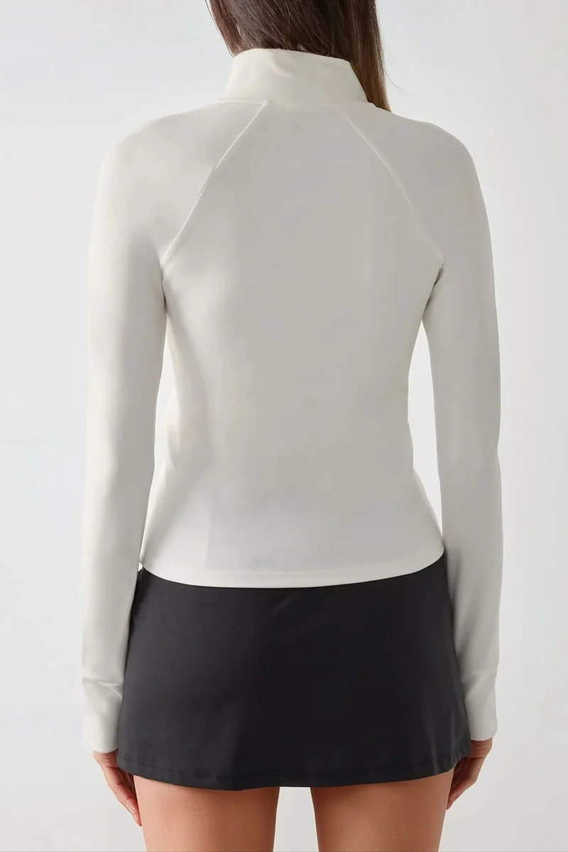 Hiccup White Fitted Knitted Turtleneck Active Top for Women | Best Price UAE