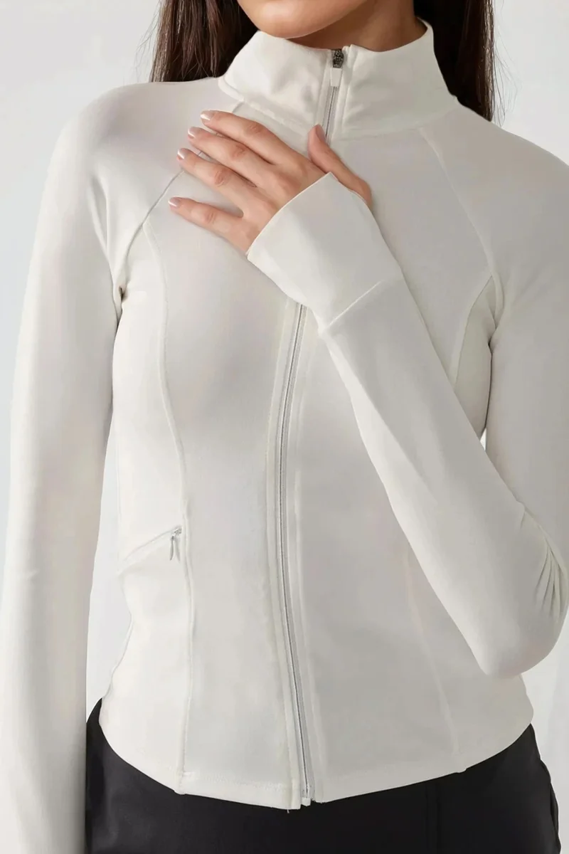 Hiccup White Fitted Knitted Turtleneck Active Top for Women | Best Price UAE