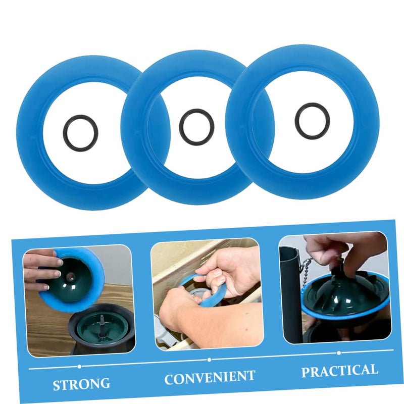 Toilet Tank Flush Valve Gasket Replacement Ring 3 Pack Leakproof TPR Material Seal - Image 5