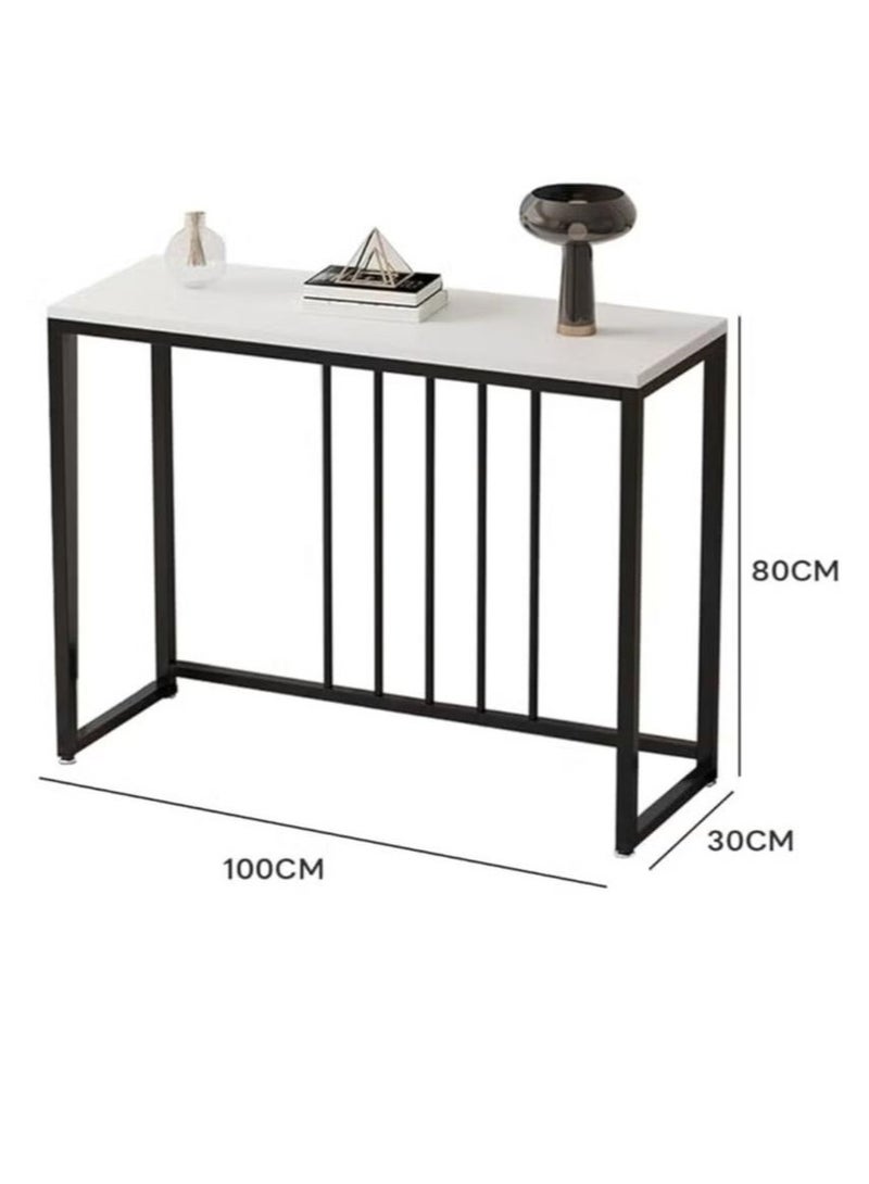 إكسبرت طاولة كونسول للمدخل، طاولة جانبية ضيقة من خشب ليفي متوسط الكثافة، إطار وقواعد من الستانلس ستيل، طاولة للممر وغرفة المعيشة ، ابيض - Image 2