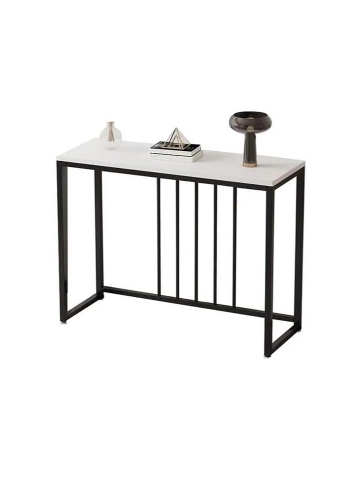 إكسبرت طاولة كونسول للمدخل، طاولة جانبية ضيقة من خشب ليفي متوسط الكثافة، إطار وقواعد من الستانلس ستيل، طاولة للممر وغرفة المعيشة ، ابيض - Image 2