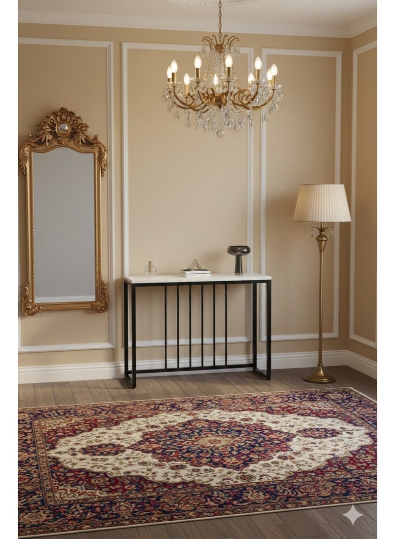 إكسبرت طاولة كونسول للمدخل، طاولة جانبية ضيقة من خشب ليفي متوسط الكثافة، إطار وقواعد من الستانلس ستيل، طاولة للممر وغرفة المعيشة ، ابيض - Image 1