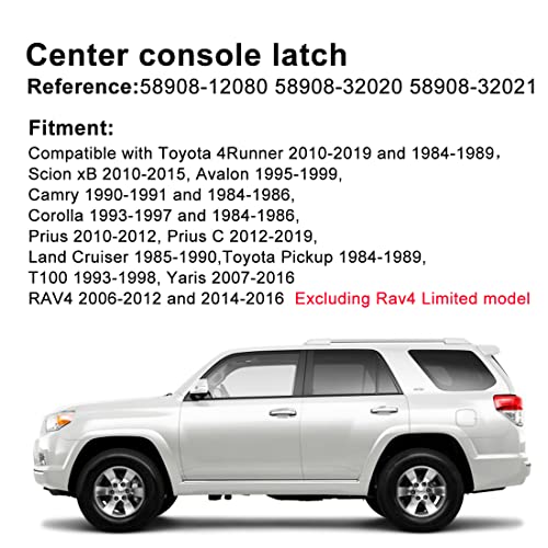 artapek Center Console Lid Latch Compatible with Toyota 4Runner 2010-2019 and 1984-1989, RAV4 2006-2012 and 2014-2016, Yaris 2007-2016 58908-12080 - Image 5